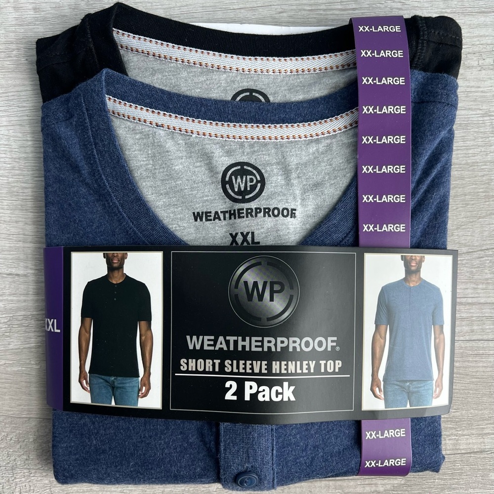WP Weatherproof® Men's 2 Pack Short Sleeve Henley Size XXL